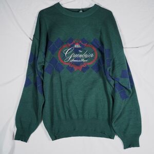 Corbin The Greenbrier's Resort Embroidered Logo Argyle Sweater Wool Cotton Large